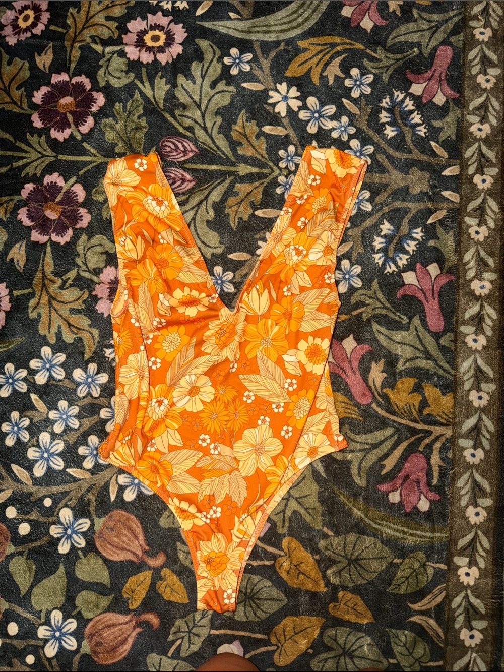 Zara Orange Floral One-Piece Swimsuit